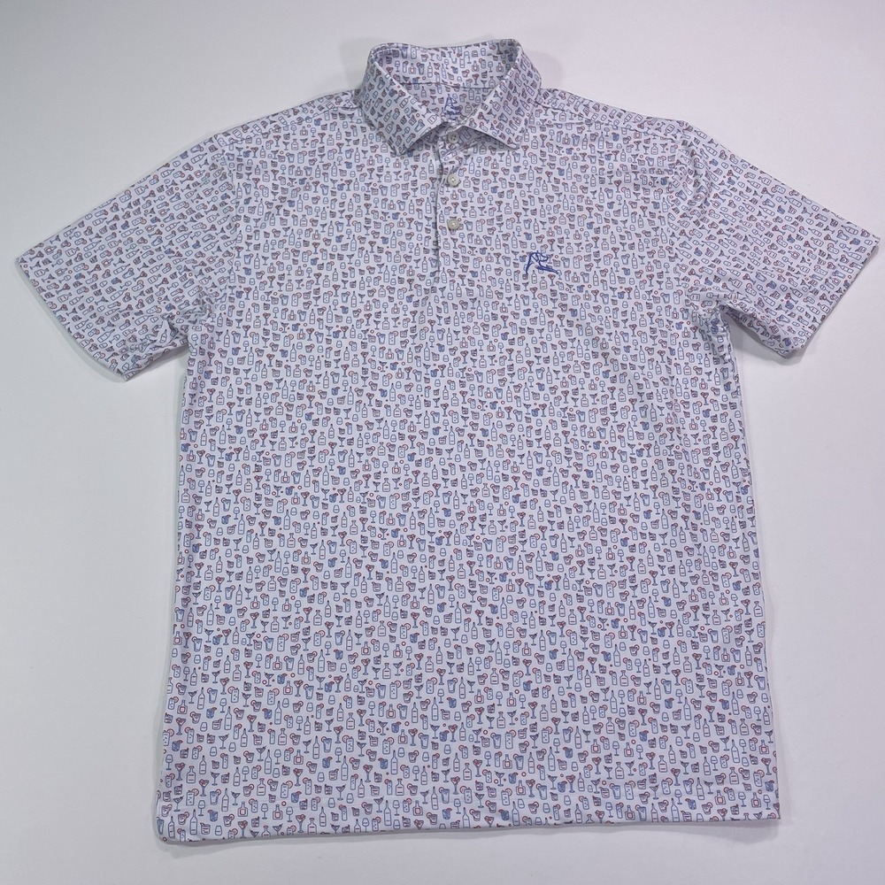 Rhoback Polo Shirt Men's Small Drinks Old Fashioned Short Sleeve Golf